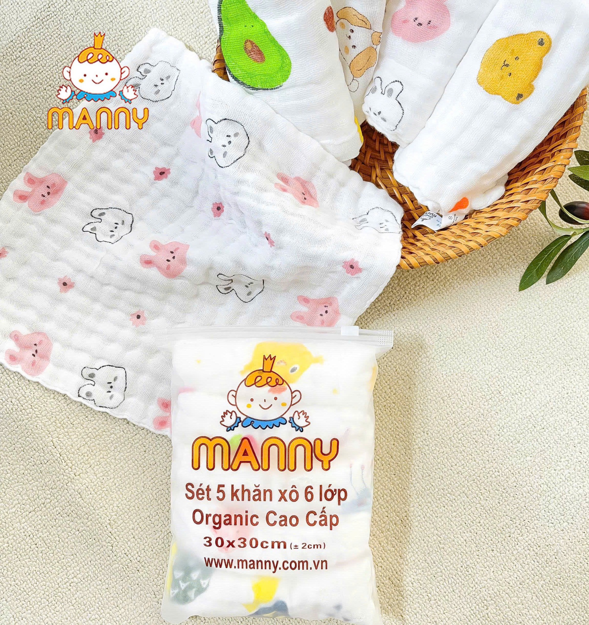 Khăn Sữa Xô Manny Nhăn