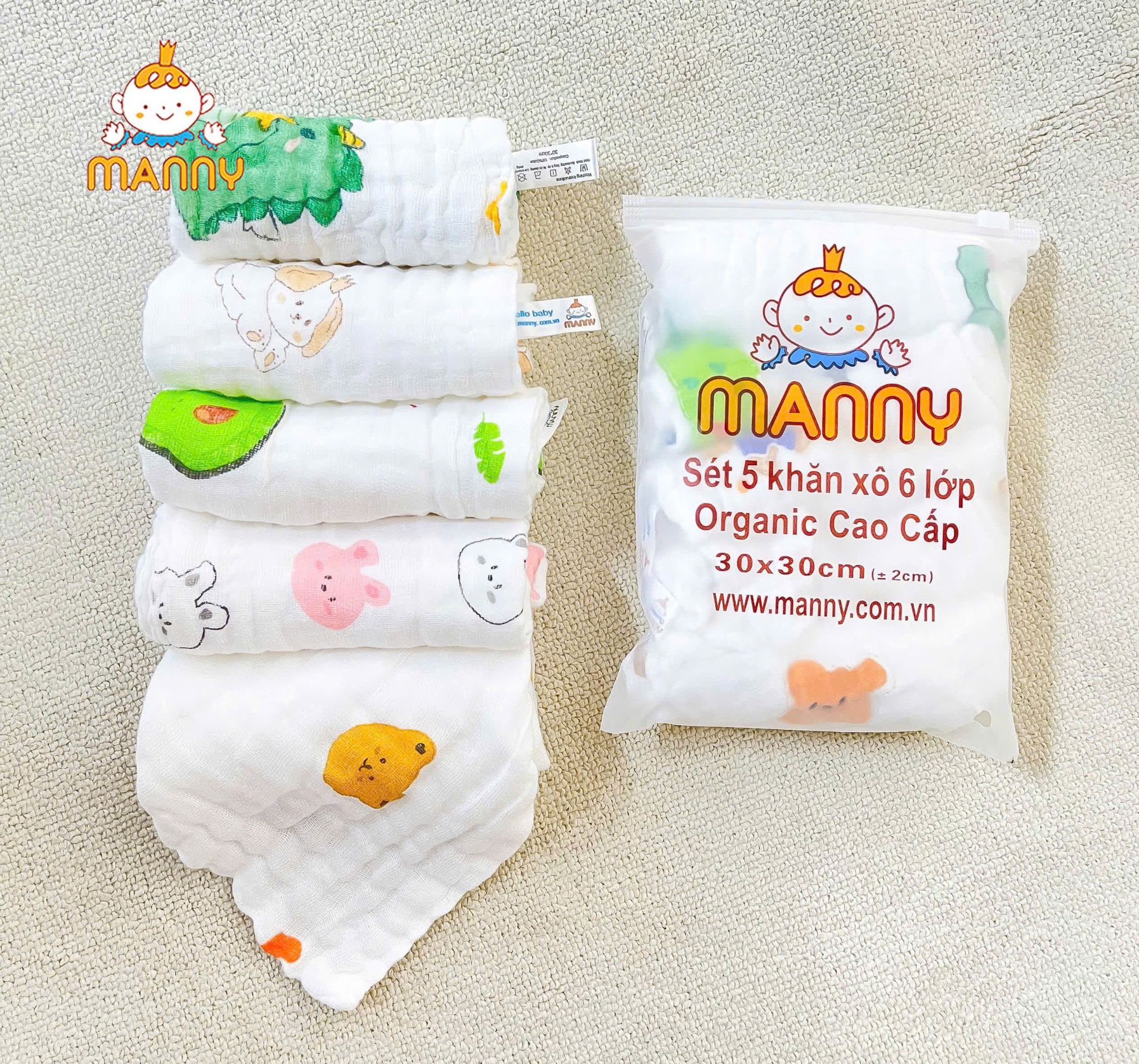 Khăn Sữa Xô Manny Nhăn