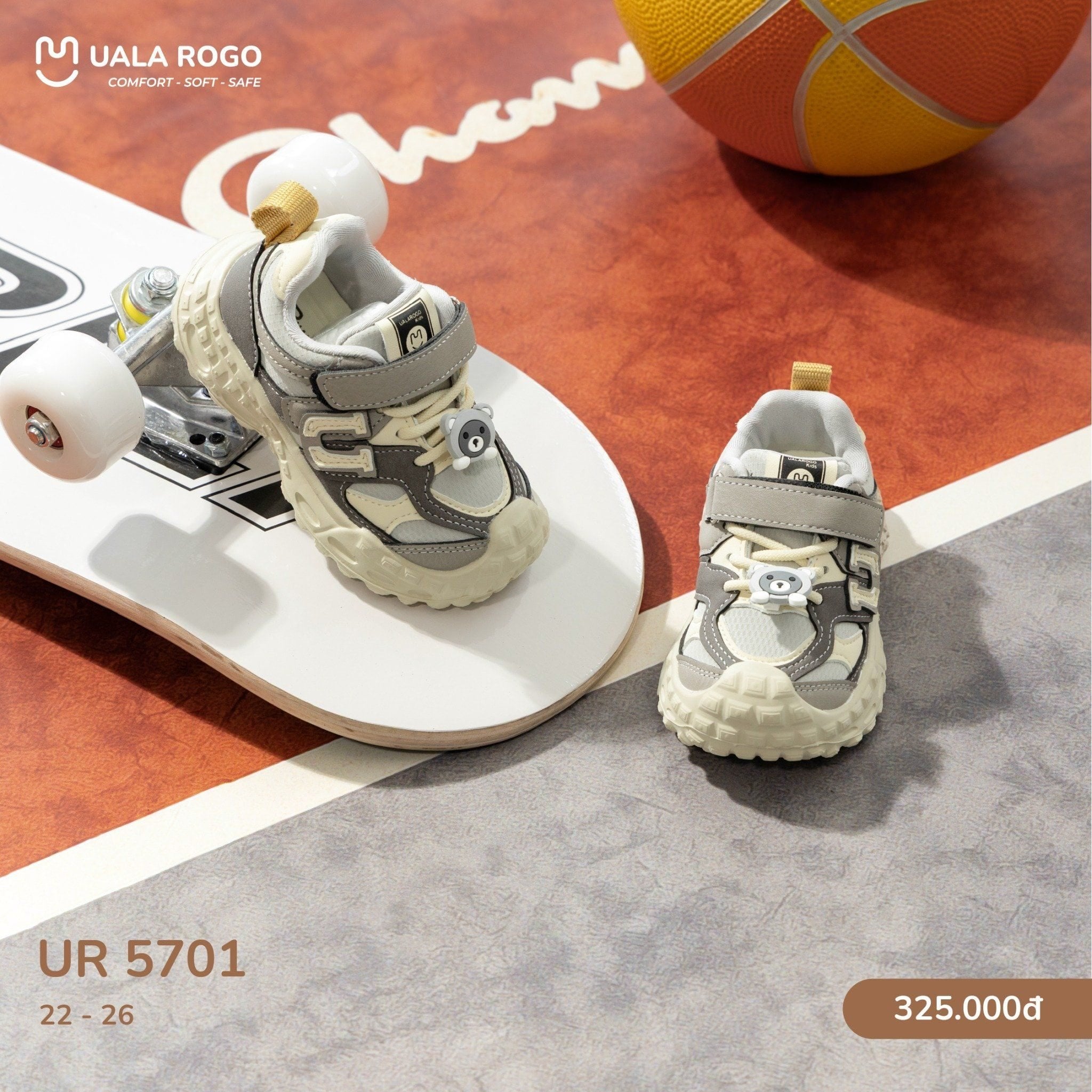 Giày Uala Kids Ur5701 Xám