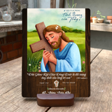  Tranh Gỗ Quà Tặng Nữ Tu - Chúa Giêsu Ôm Thánh Giá 