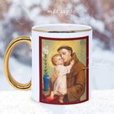  Thánh Antôn - Quà Tặng Bổn Mạng 13/6, Sinh Nhật, Lễ Kính - Ly Sứ Viền Gold Cao Cấp Beati 