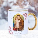  Thánh Antôn - Quà Tặng Bổn Mạng 13/6, Sinh Nhật, Lễ Kính - Ly Sứ Viền Gold Cao Cấp Beati 