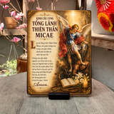  Tranh Công Giáo Kinh Tổng Lãnh Thiên Thần Micae Tiếng Anh Tranh Gỗ Để Bàn Cầu Nguyện Tâm Tình 