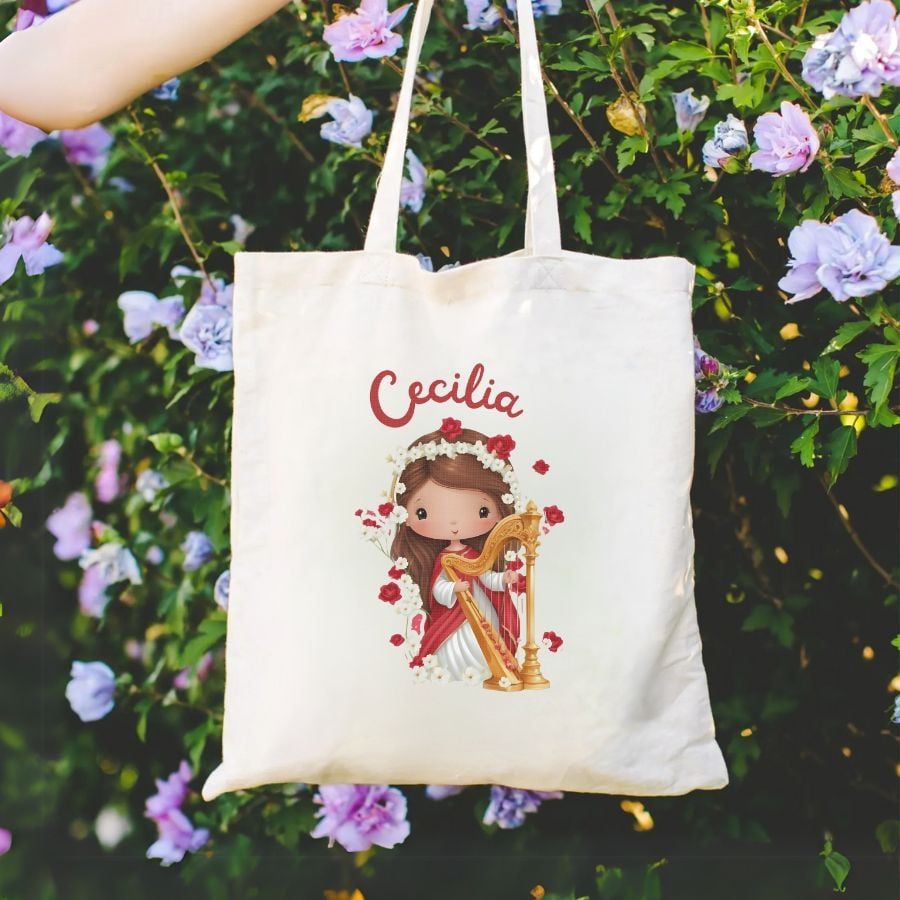  Túi Vải Canvas Hình Thánh Cecilia, Quà Tặng Công Giáo Beati 