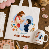  Túi Tote Vải Canvas Công Giáo In Tên & Ngày Kễ Thêm Sức Cho Bé Trai (Quà Tặng Kỷ Niệm Trưởng Thành Đức Tin) 
