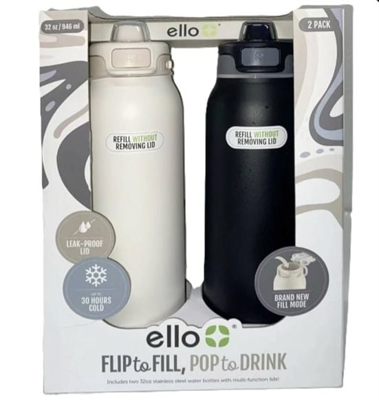 Set Bình Giữ Nhiệt ELLO Flip To Fill, Pop To Drink 651mlx2