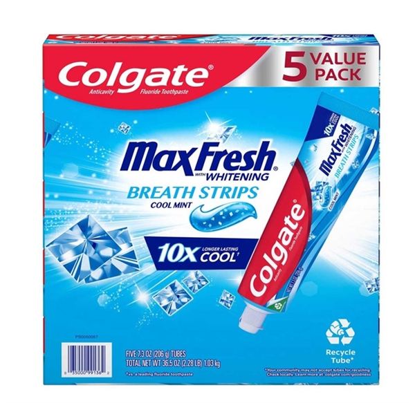 Kem Đánh Răng COLGATE MaxFresh With Whitening Breath Strips Cool Mint