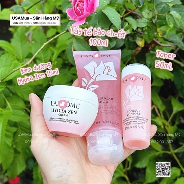 Set LANCÔME ToHydra Zen - Toner 50ml + Scrub 100ml + Cream 15ml