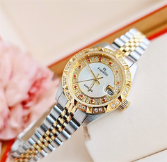 Set Đồng Hồ FRANKLIN Quartz Ruby FL8686 Demi Gold + Dây Chuyền