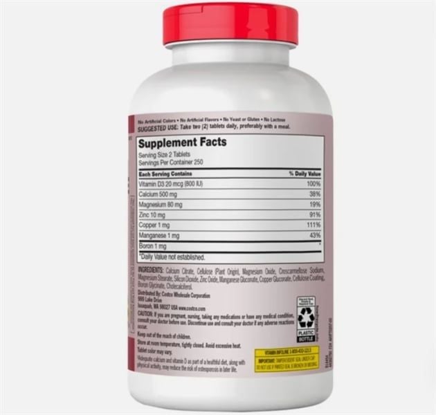 Viên Uống KIRKLAND Calcium Citrate Magnesium And Zinc With Vitamin D3