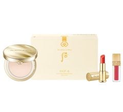 Set Phấn Phủ THE WHOO The History Of Whoo Luxury Glow Pressed Powder No.1 13g + Glow Lip Balm Red 1.3g + Velvet Liquid Lip Rouge No.18 Rose Pink 2.1g