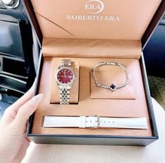 Set Đồng Hồ ROBERTO ERA Women’s Crystal Watch All Stainless Steel 31mm RE5651 + Lắc Tay