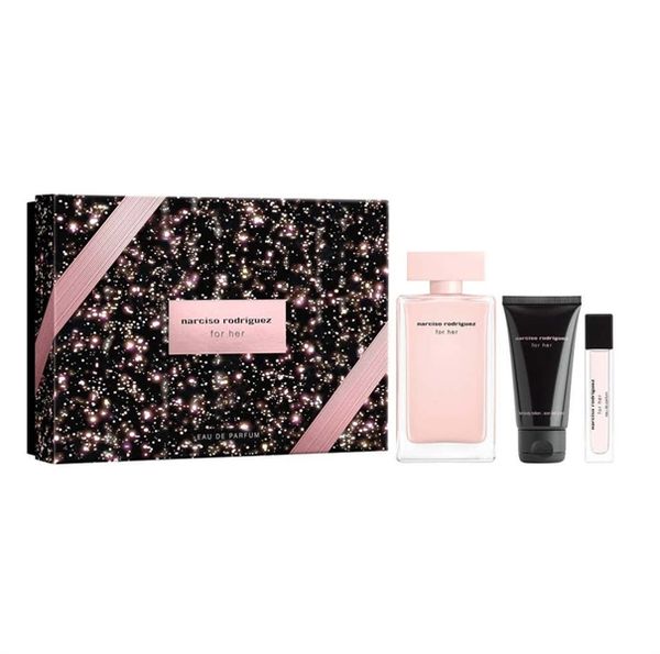 Set Nước Hoa NARCISO RODRIGUEZ For Her EDP 100ml + EDP 10ml + Her Body Lotion 50ml