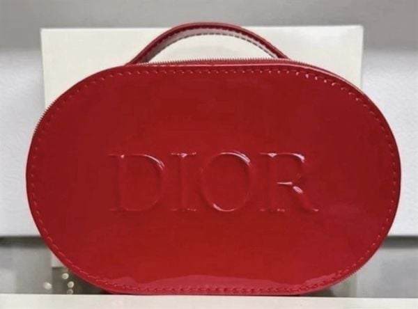 Túi Gift DIOR Red Patent Leather Top Handle Toiletry Pouch Purse