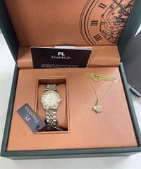 Set Đồng Hồ FRANKLIN Quartz Ruby FL8686 Demi Gold + Dây Chuyền