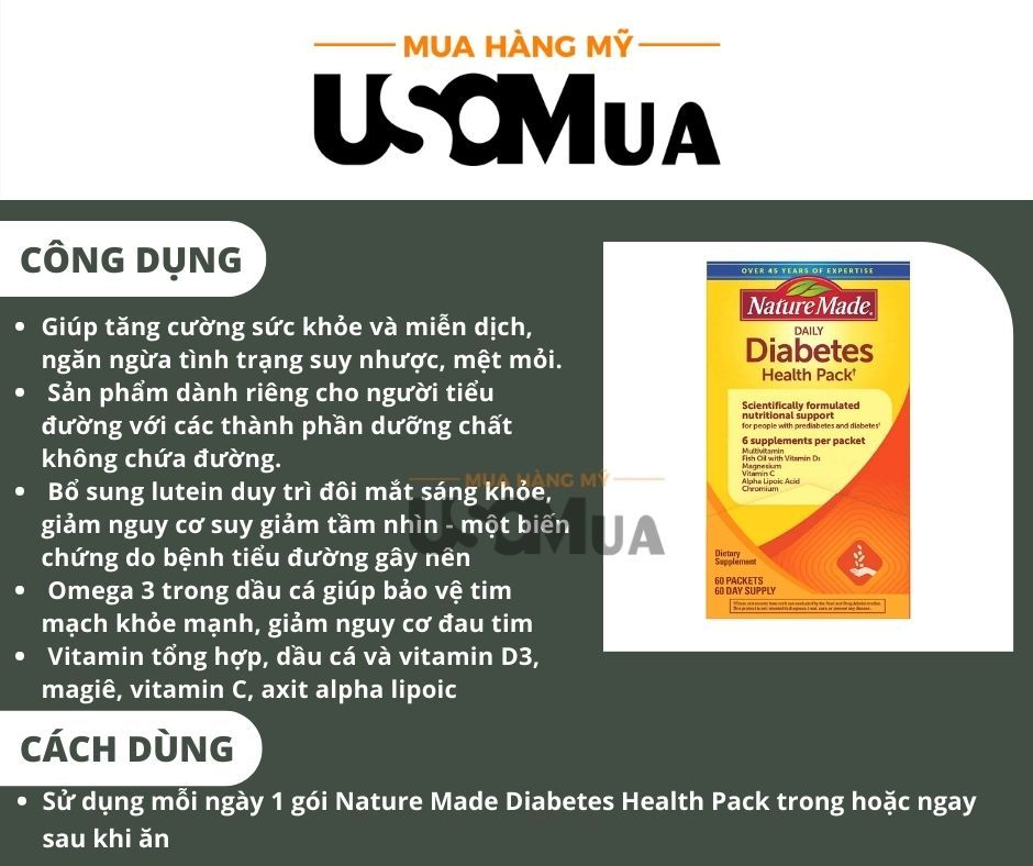 Viên Uống Hỗ Trợ Đường Huyết NATURE MADE Daily Diabetes Health Pack