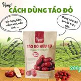 Táo Đỏ Hữu Cơ Vipep Túi 280g, Táo đỏ Tân Cương dùng hầm, nấu, chế biến món ăn - Gia vị Vipep