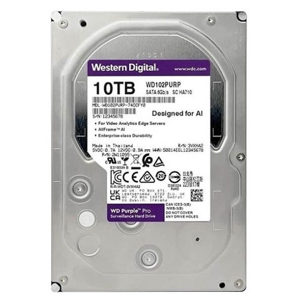 Ổ Cứng HDD Western Digital Purple Pro 10TB 3.5 inch SATA 3 512MB Cache 7200RPM WD102PURP Mới