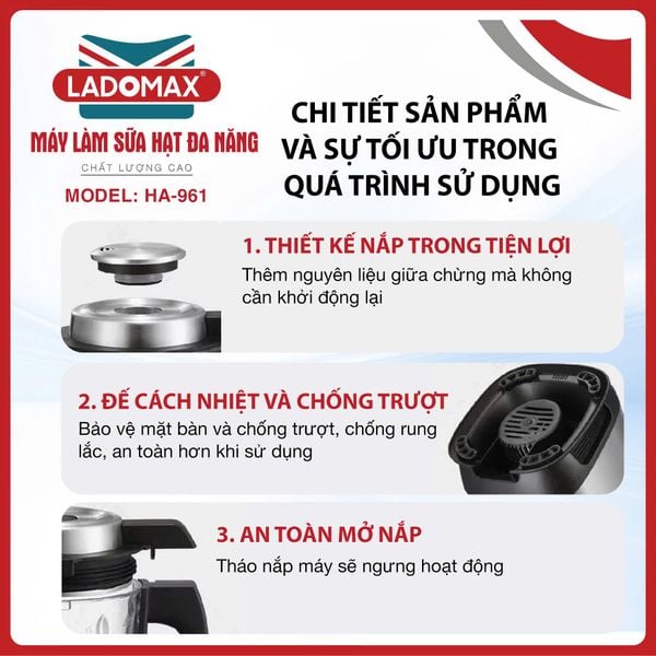 Máy làm sữa hạt đa năng Ladomax HA-961