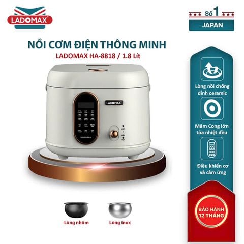 Nồi cơm điện xách tay 1.8L lòng gang Ladomax HA-8818GN