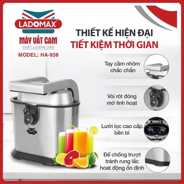 Máy vắt cam 2 đầu ép Ladomax HA-938