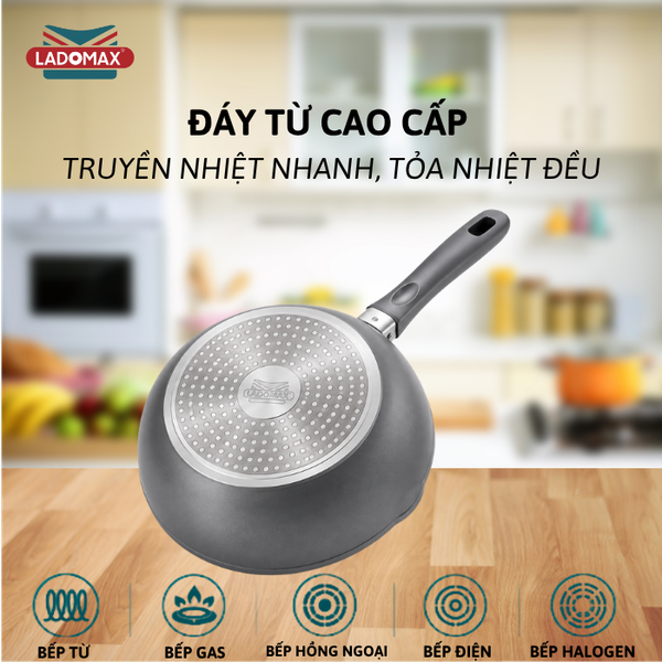 Chảo nhôm đúc sâu lòng chống dính đáy từ cao cấp LADOMAX HA-V6C