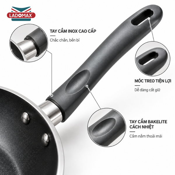 Chảo nhôm đúc sâu lòng chống dính đáy từ cao cấp LADOMAX HA-V6C