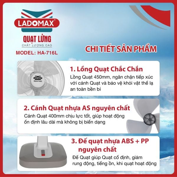 Quạt lửng 75W Ladomax HA-716L