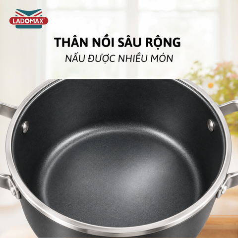 BỘ 3 NỒI NHÔM CHỐNG DÍNH ĐÁY TỪ CAO CẤP LADOMAX HA-V5N
