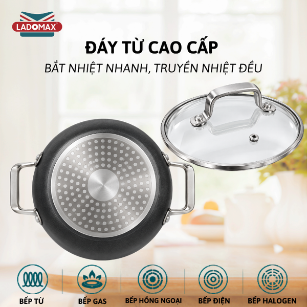 BỘ 3 NỒI NHÔM CHỐNG DÍNH ĐÁY TỪ CAO CẤP LADOMAX HA-V5N