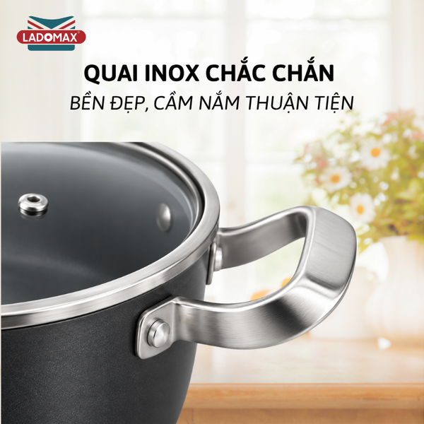 BỘ 3 NỒI NHÔM CHỐNG DÍNH ĐÁY TỪ CAO CẤP LADOMAX HA-V5N