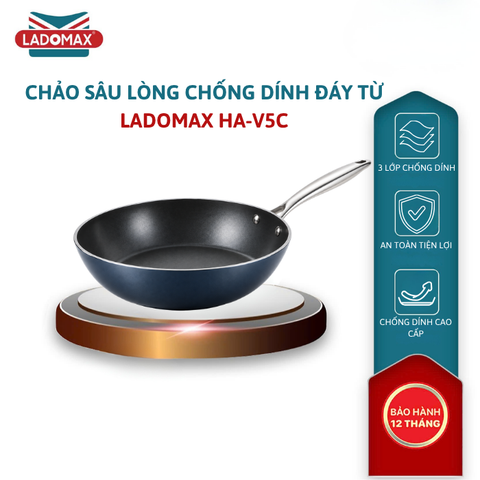 Chảo sâu lòng chống dính đáy từ cao cấp LADOMAX HA-V5C