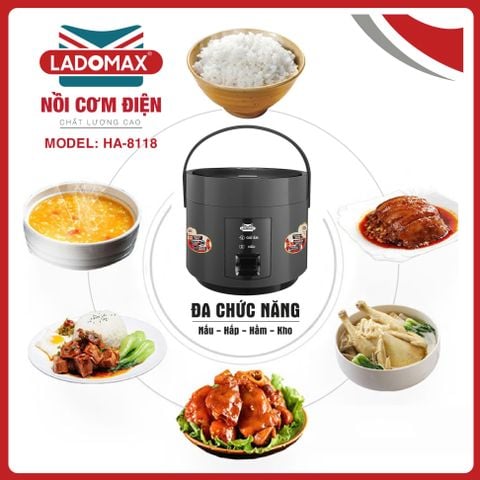 Nồi cơm điện giữ ấm 3 chiều 1,8 Lít Ladomax HA-8118