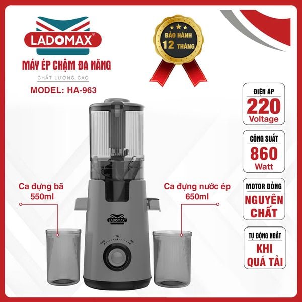 Máy ép chậm cao cấp Ladomax HA-963