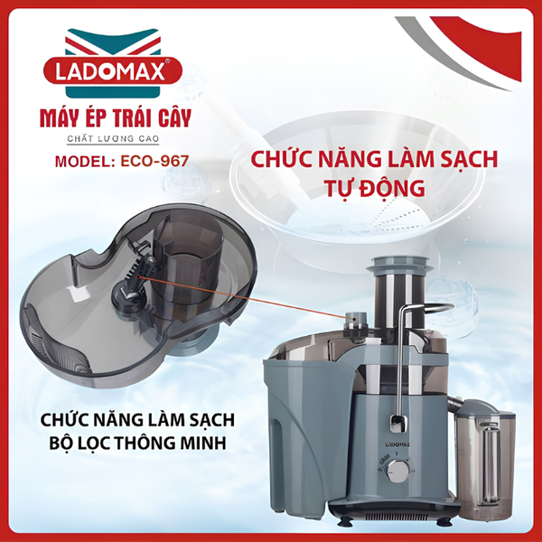 Máy ép trái cây công nghiệp Ladomax ECO-967 loại 2 lưỡi dao