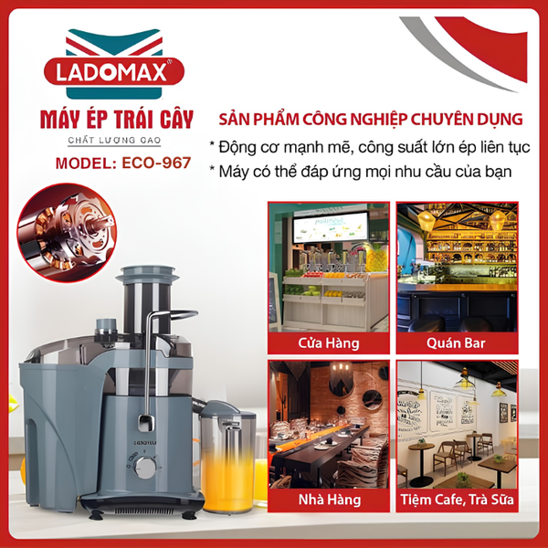 Máy ép trái cây công nghiệp Ladomax ECO-967 loại 2 lưỡi dao