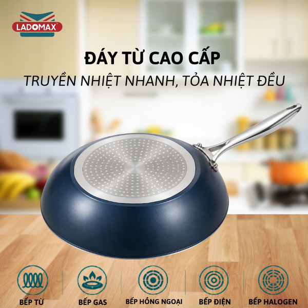 Chảo sâu lòng chống dính đáy từ cao cấp LADOMAX HA-V5C