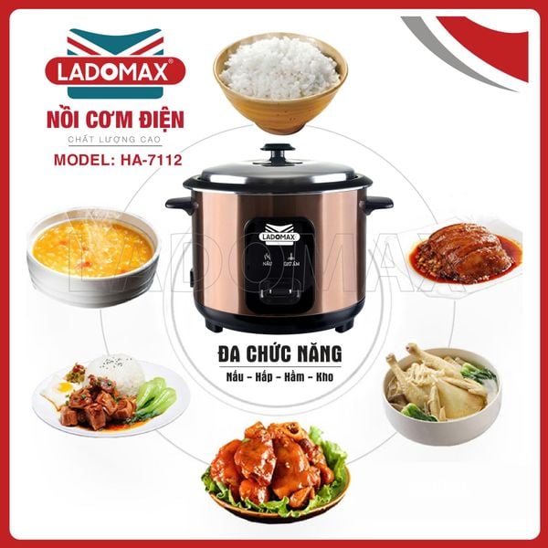 Nồi cơm điện nắp rời 1.2 Lít Ladomax HA-7112