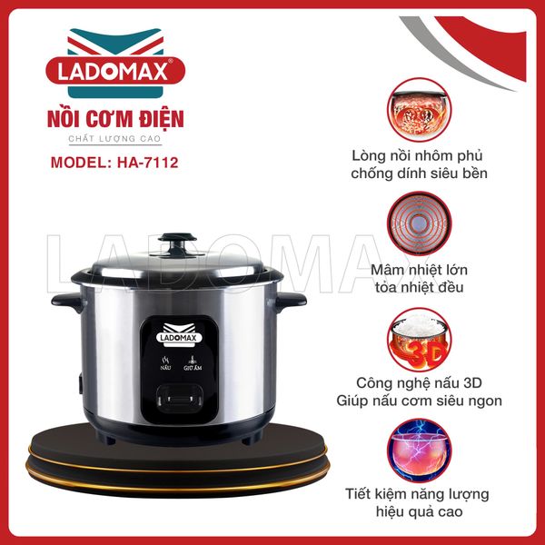 Nồi cơm điện nắp rời 1.2 Lít Ladomax HA-7112