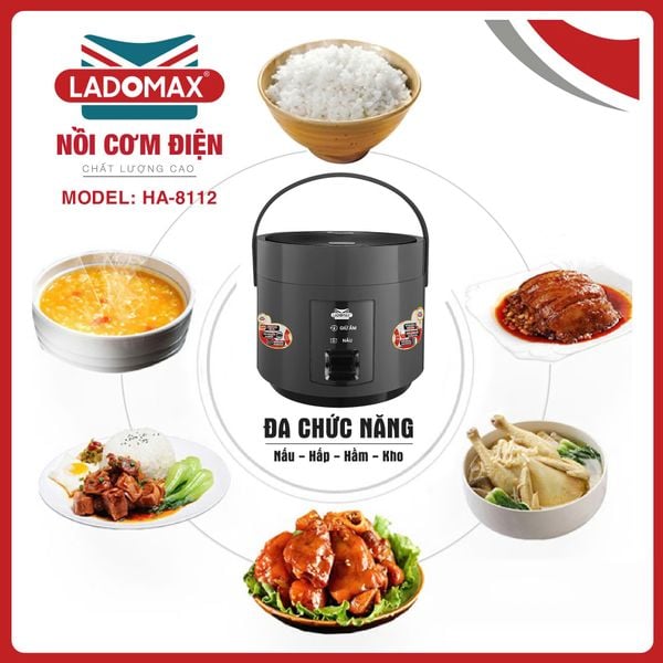 Nồi cơm điện giữ ấm 2 chiều 1,2 Lít Ladomax HA-8112