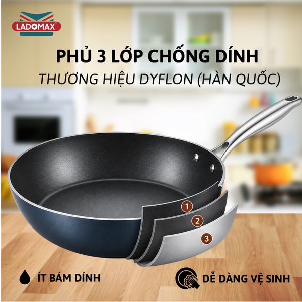 Chảo sâu lòng chống dính đáy từ cao cấp LADOMAX HA-V5C