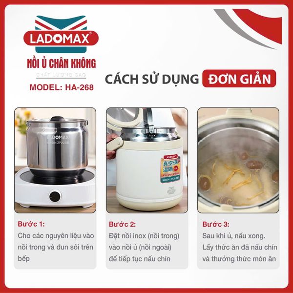 Nồi ủ chân không Ladomax HA-268 | Dung tích 6 Lít 3