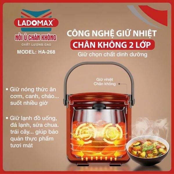 Nồi ủ chân không Ladomax HA-268 | Dung tích 6 Lít 3