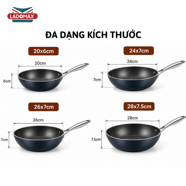 Chảo sâu lòng chống dính đáy từ cao cấp LADOMAX HA-V5C