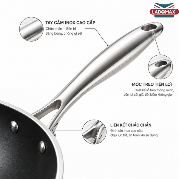 Chảo sâu lòng chống dính đáy từ cao cấp LADOMAX HA-V5C