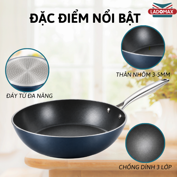 Chảo sâu lòng chống dính đáy từ cao cấp LADOMAX HA-V5C