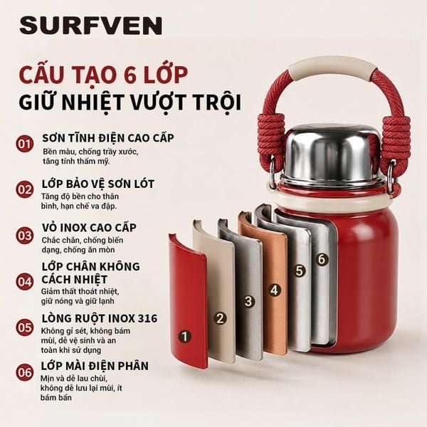 Bình ủ cháo giữ nhiệt SURFVEN SFM-2580 800ML