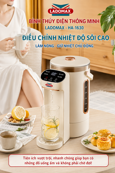 Bình nấu nước, giữ ấm 3 Lít Ladomax HA-1630