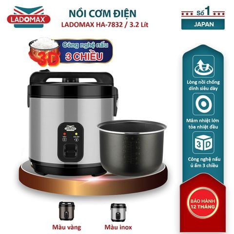 Nồi cơm điện nắp gài 3.2L Ladomax HA-7832 - công nghệ giữ ấm 3 chiều