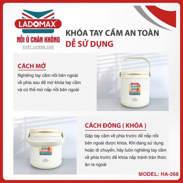 Nồi ủ chân không Ladomax HA-268 | Dung tích 6 Lít 3